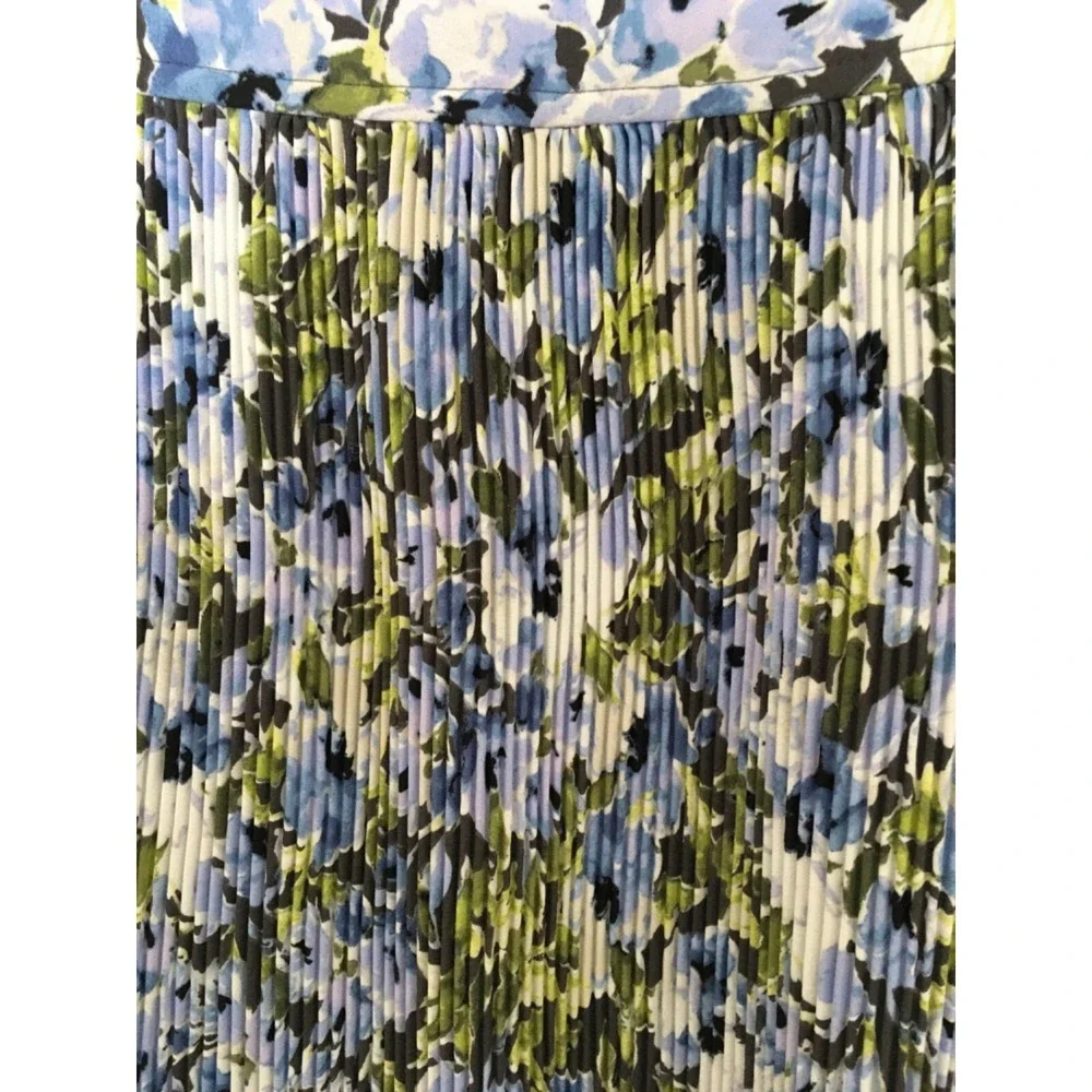 J Jill Granite Water Floral Bloom Accordion Pleat Sleeveless Dress Sz L